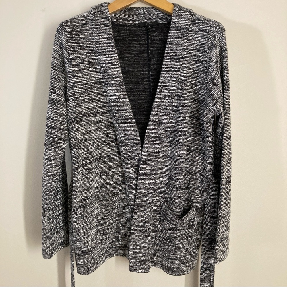 J. Crew Women’s Tie Front Open Cardigan in Black and White Size Small